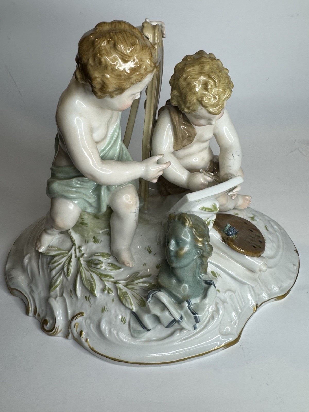 Antique KPM Berlin Porcelain Figurine Children Painting 