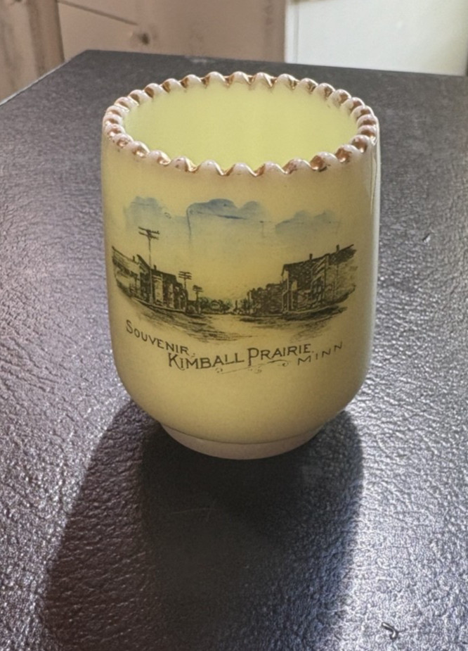 Antique Custard Glass Toothpick Holder Souvenir Kimball Prairie Minn
