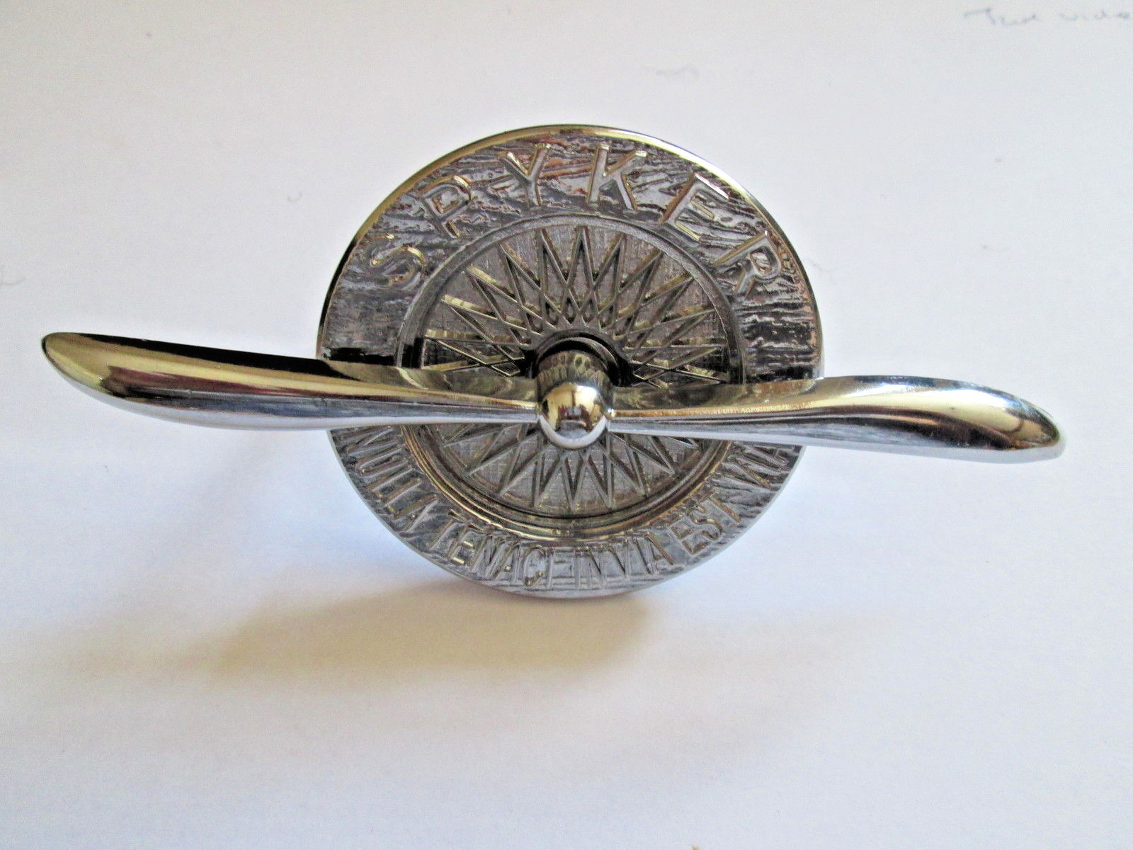 Spyker Car Bonnet Badge/ Brand New /Chrome Plated Metal Badge /With Fixing Kit