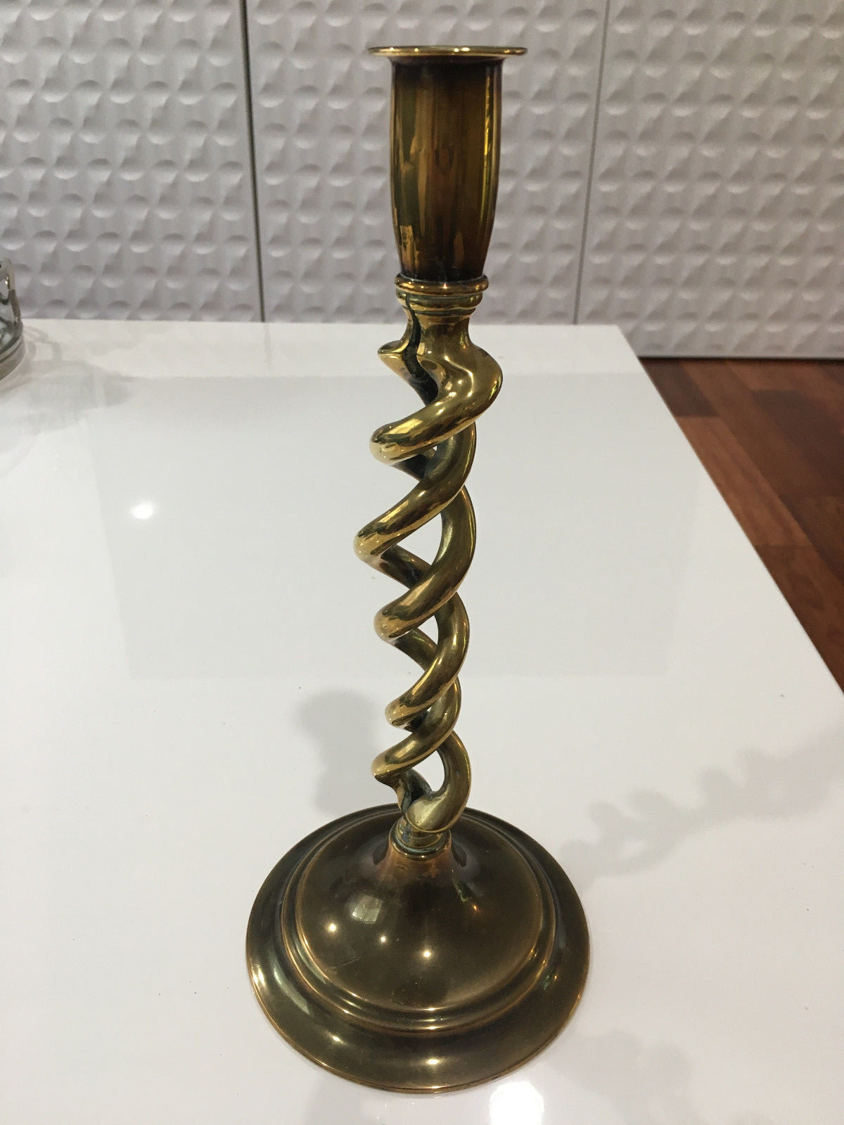 Antique 19th Century or Earlier Brass Candlestick Candle Holder Unique Spiral Antique 19th Century or Earlier Brass Candlestick Candle Holder Unique Spiral