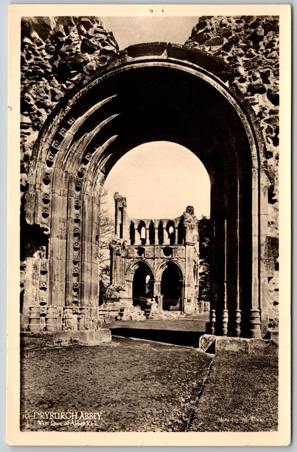 Dryburgh Abbey West Door Vintage Real Photo Postcard England Dryburgh Abbey West Door Vintage Real Photo Postcard England