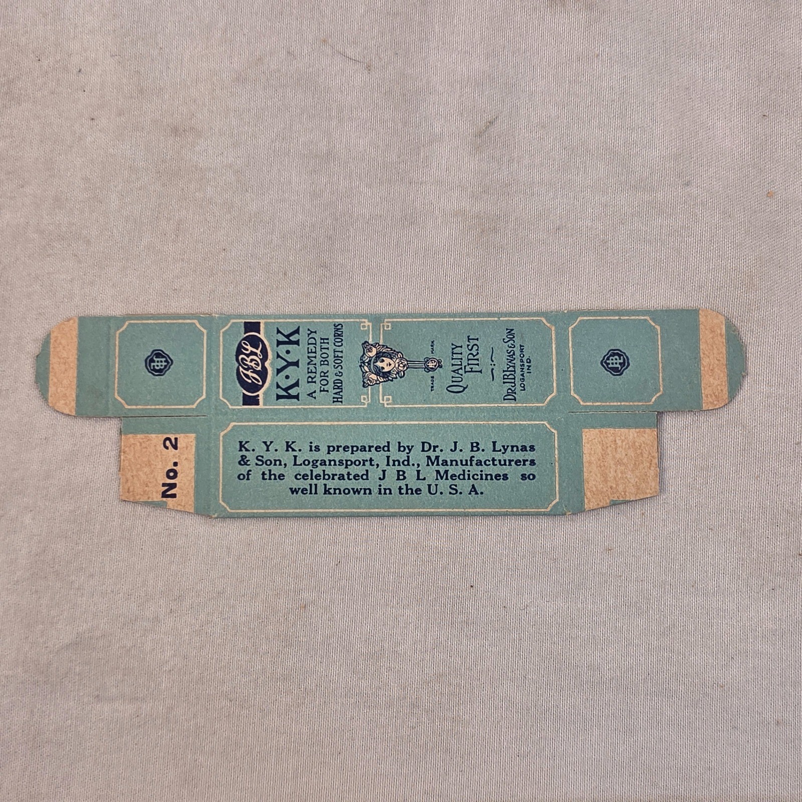 Dr. J. B. Lynas & Son Vintage K.Y.K Kure Your Korns Medicine Box Dr J B Lynas