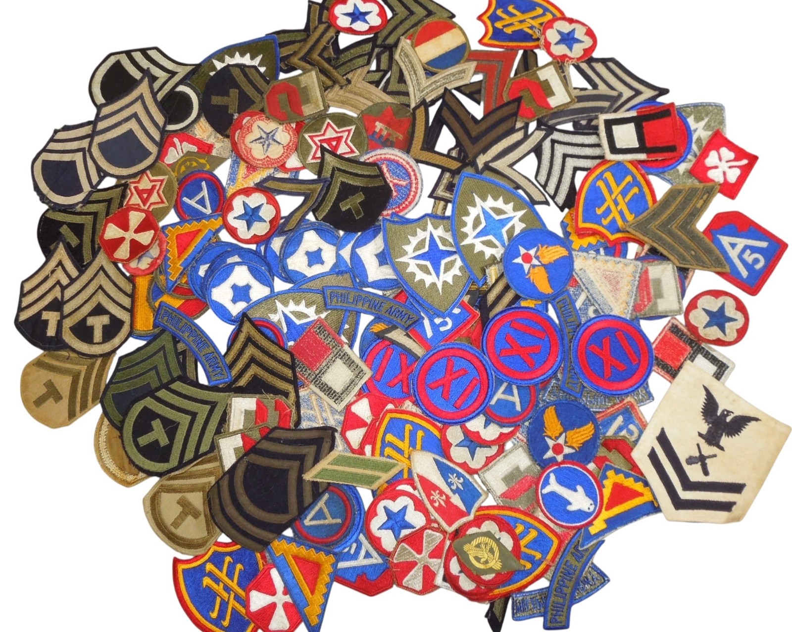 WWII - Korean War US Army Patches Rank Stripes Lot 84