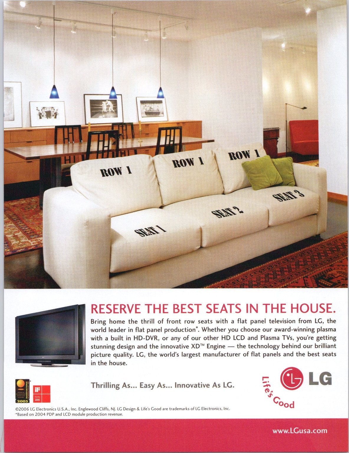 LG Vintage 2006 Print Ad Flat Panel TV Home Theater Life's Good Magazine Ad LG Vintage 2006 Print Ad Flat Panel TV Home Theater Life's Good Magazine Ad