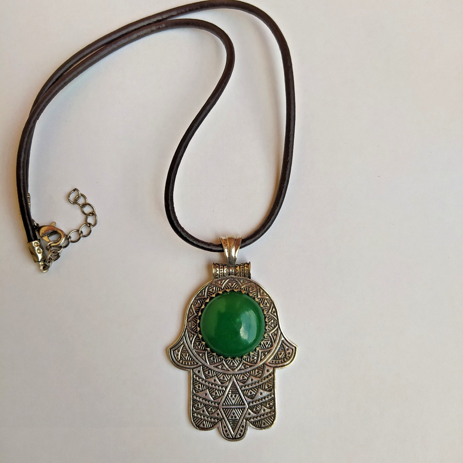 Ancient Vintage Victorian Necklace Pendant Amulet Sterling Silver Green Jade Ancient Vintage Victorian Necklace Pendant Amulet Sterling Silver Green Jade