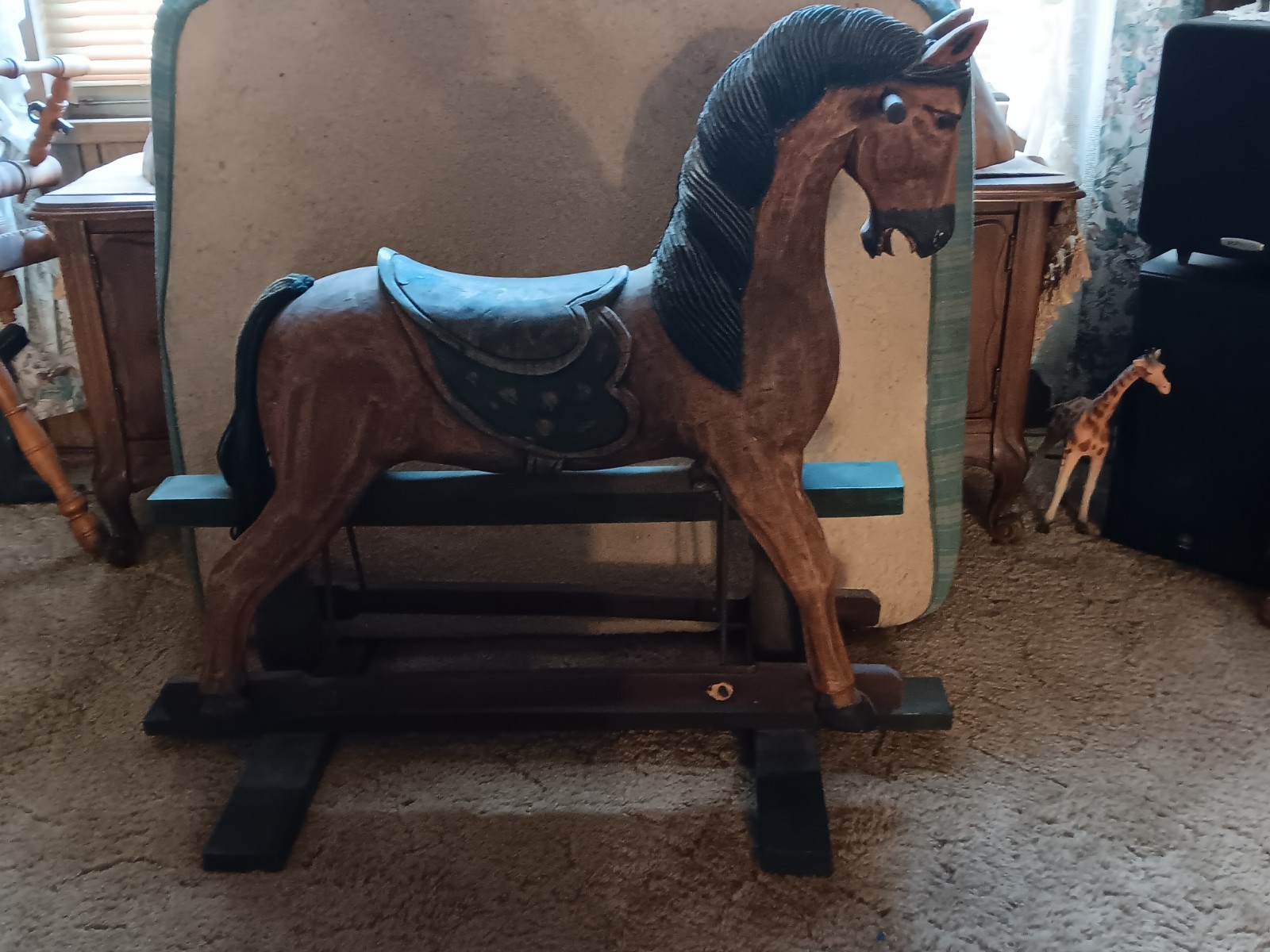 Antique Hobby Horse Glider Hand Carved Wooden Folk-Art 2’7” x 2'11