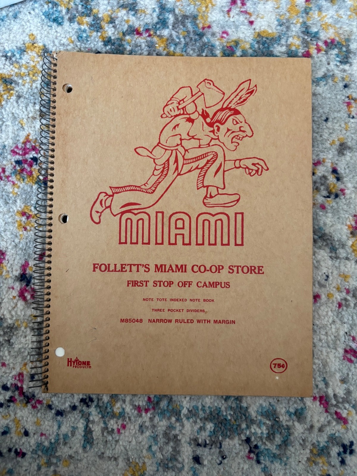 RARE MIAMI UNIVERSITY REDSKINS INDIAN MASCOT FOLLETT CO-OP PROFESSOR NOTE BOOK