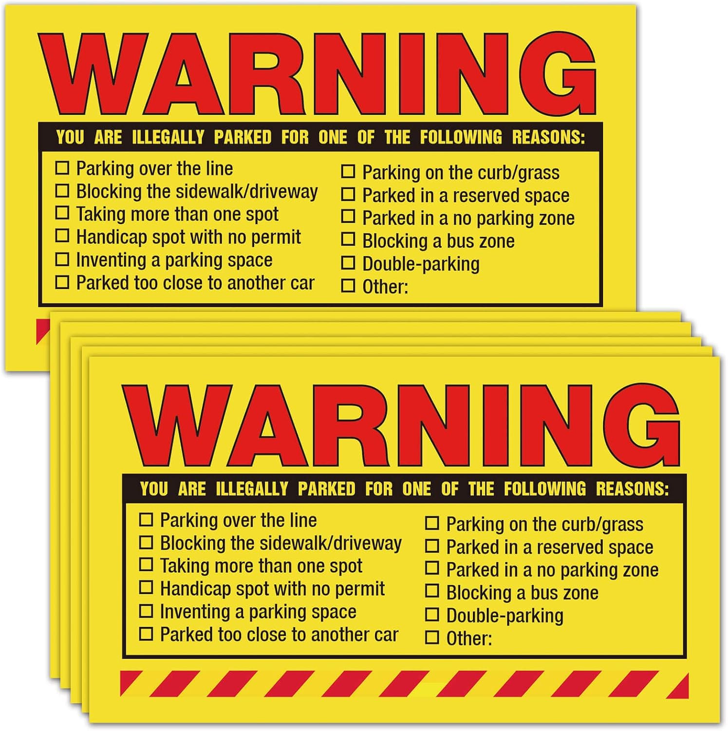 Warning, You Are Illegally Parked Parking Violation Stickers-Private Parking Vio