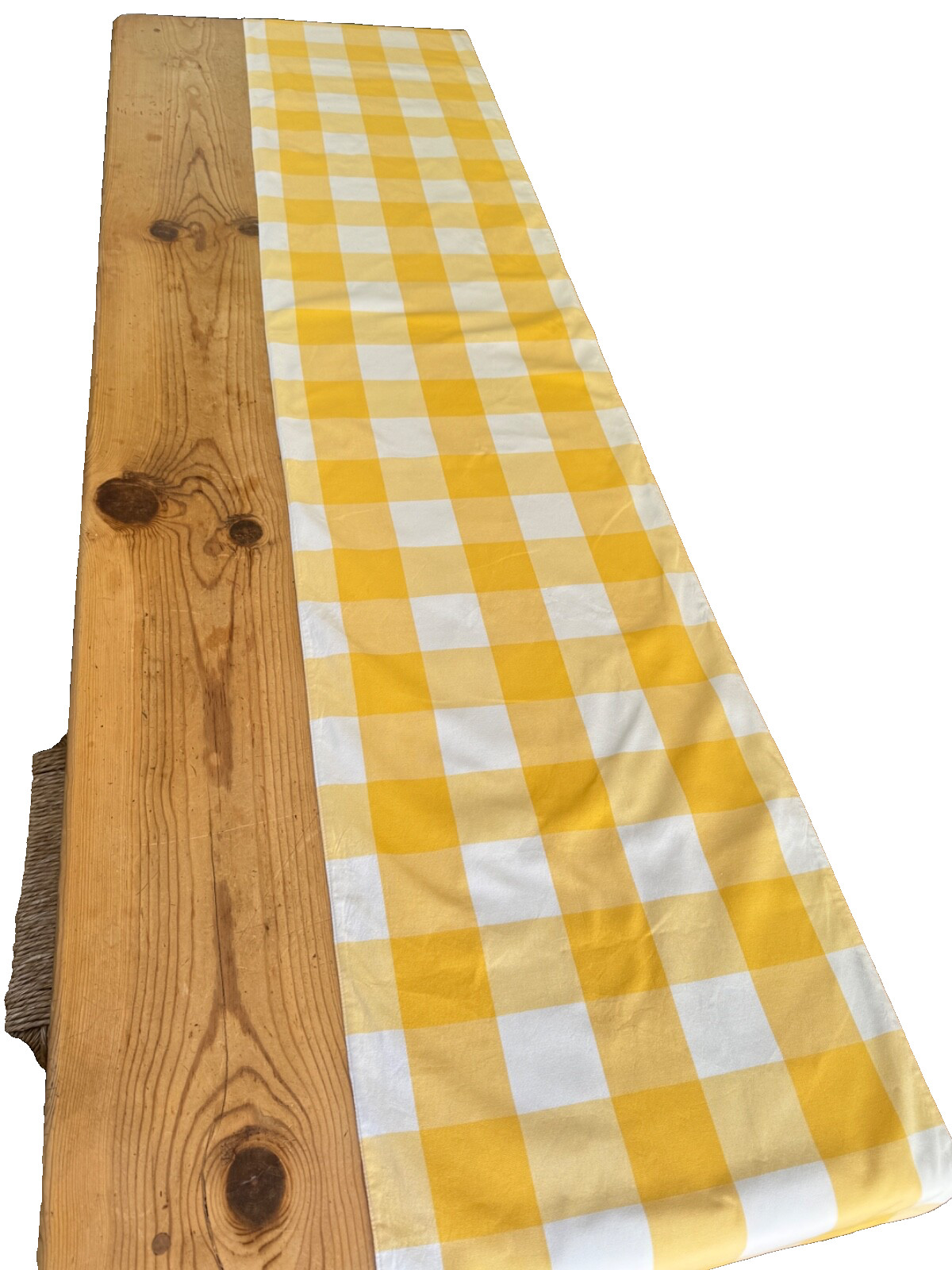 William-Sonoma Gingham Check Runner in Yellow & White 106\