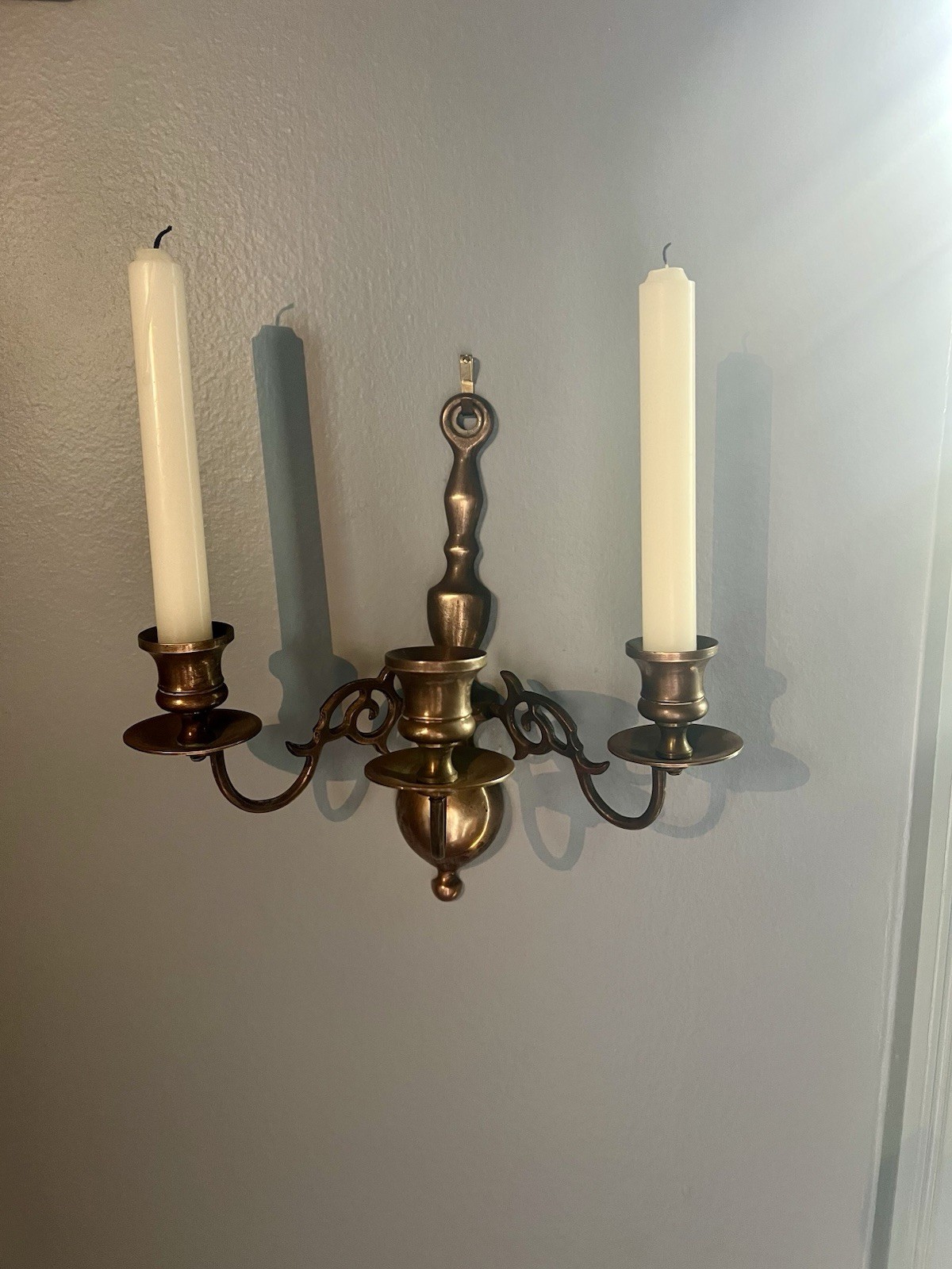 Brass Wall Mounted Double Candle Sconce