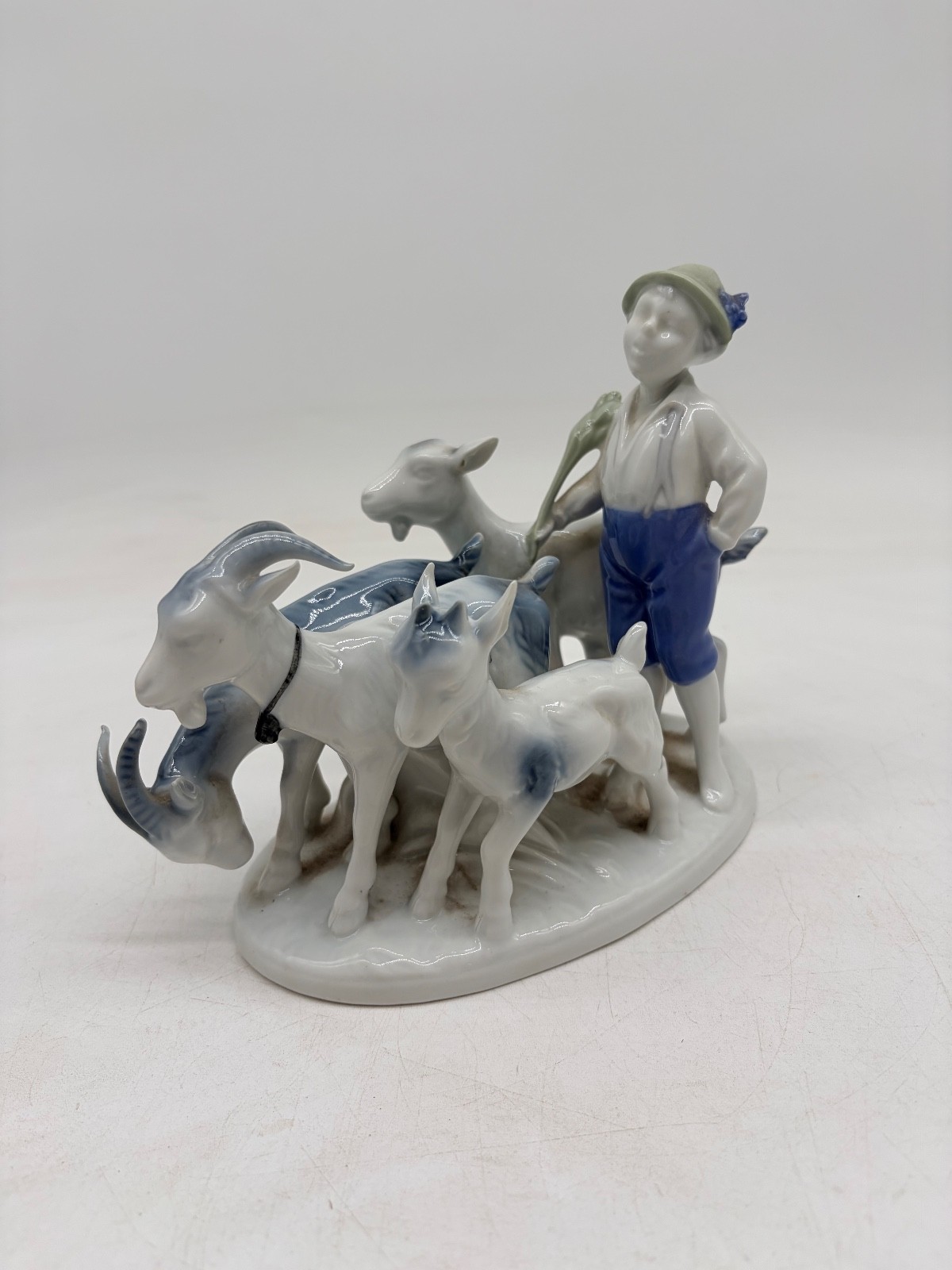 Vintage Gerold Porzellan Boy with Goats Figurine Bavaria W Germany Height 6