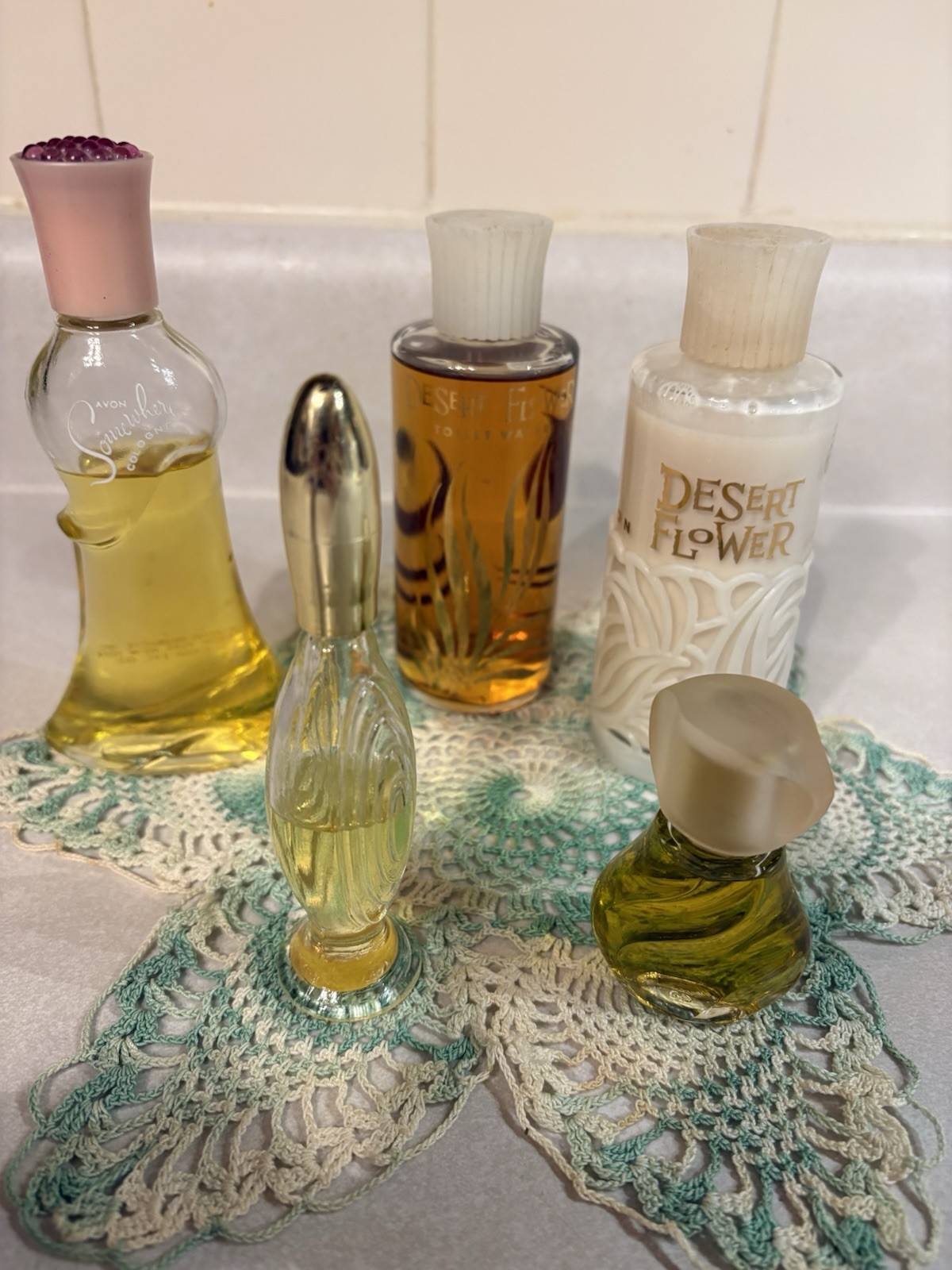 Vintage Mid Century Perfume Lot Avon Somewhere Shulton Desert Flower Lotion 5pc