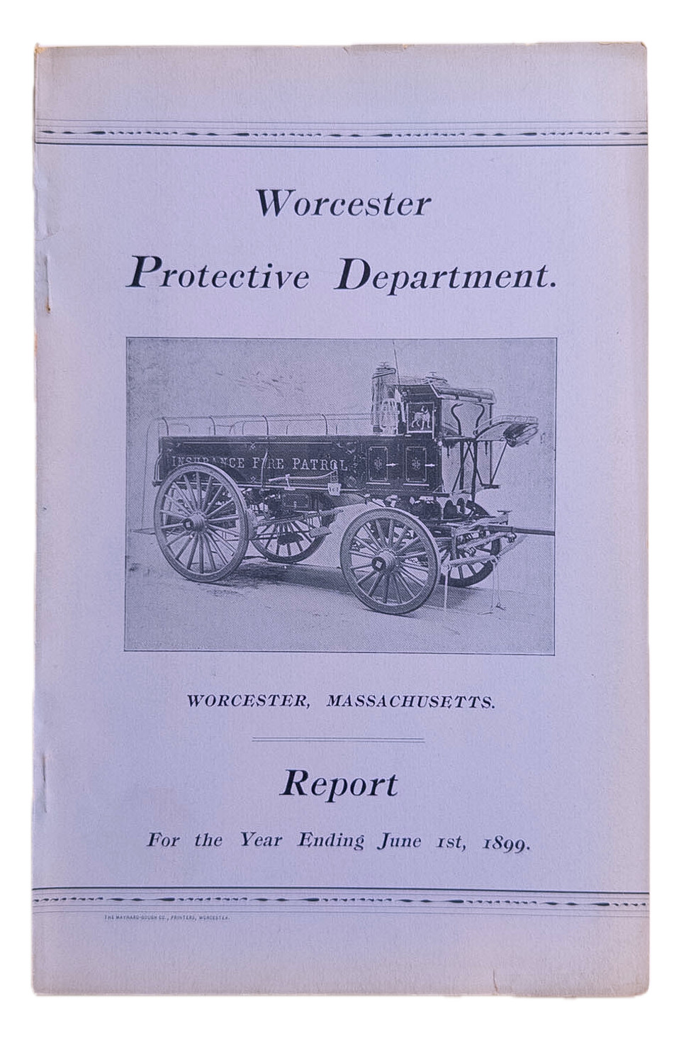 1899 Worcester MA Insurance Fire Patrol Annual Report Horse Wagon Photo Foldout