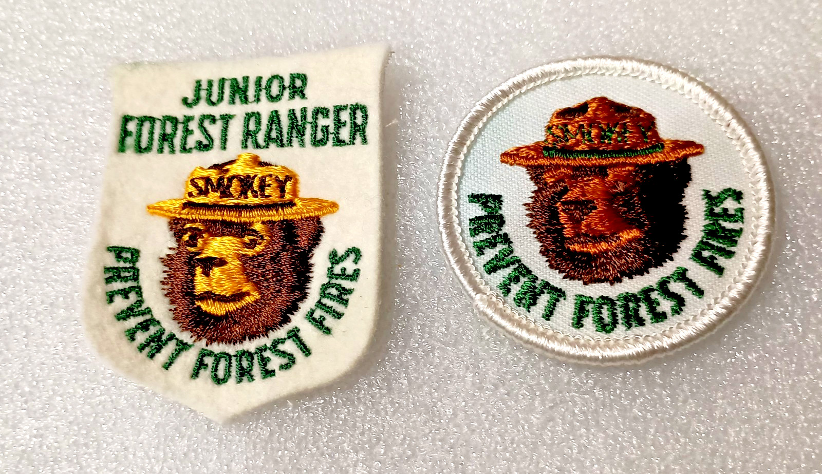 2 1970s Jr Forest Ranger Smokey The Bear Prevent Forest Fires Patches New NOS