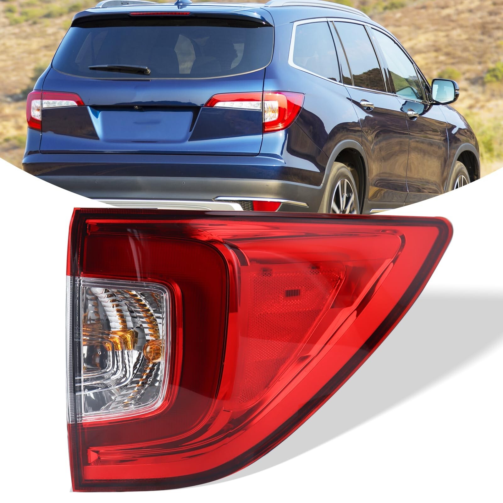 Outer Tail Light Assembly Compatible With 2019-2022 Honda Pilot Rear Light Br...