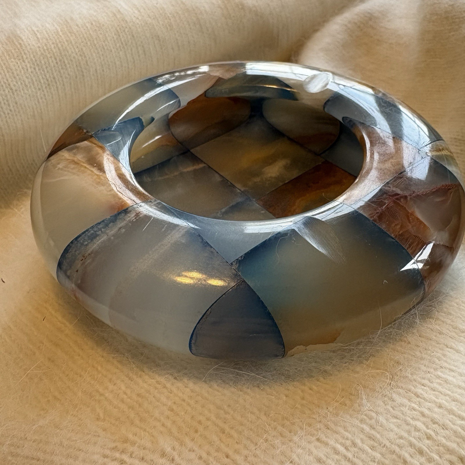 Vintage 1950’s Italian Desk Set in Blue Onyx Marble Ashtray
