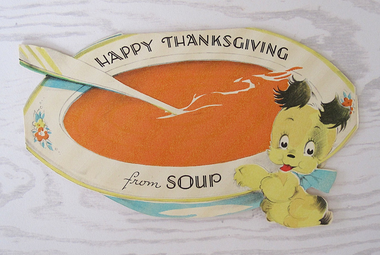 Vintage Unused 1930's Thanksgiving Greeting Card ~ From Soup to Nuts Vintage Unused 1930's Thanksgiving Greeting Card ~ From Soup to Nuts