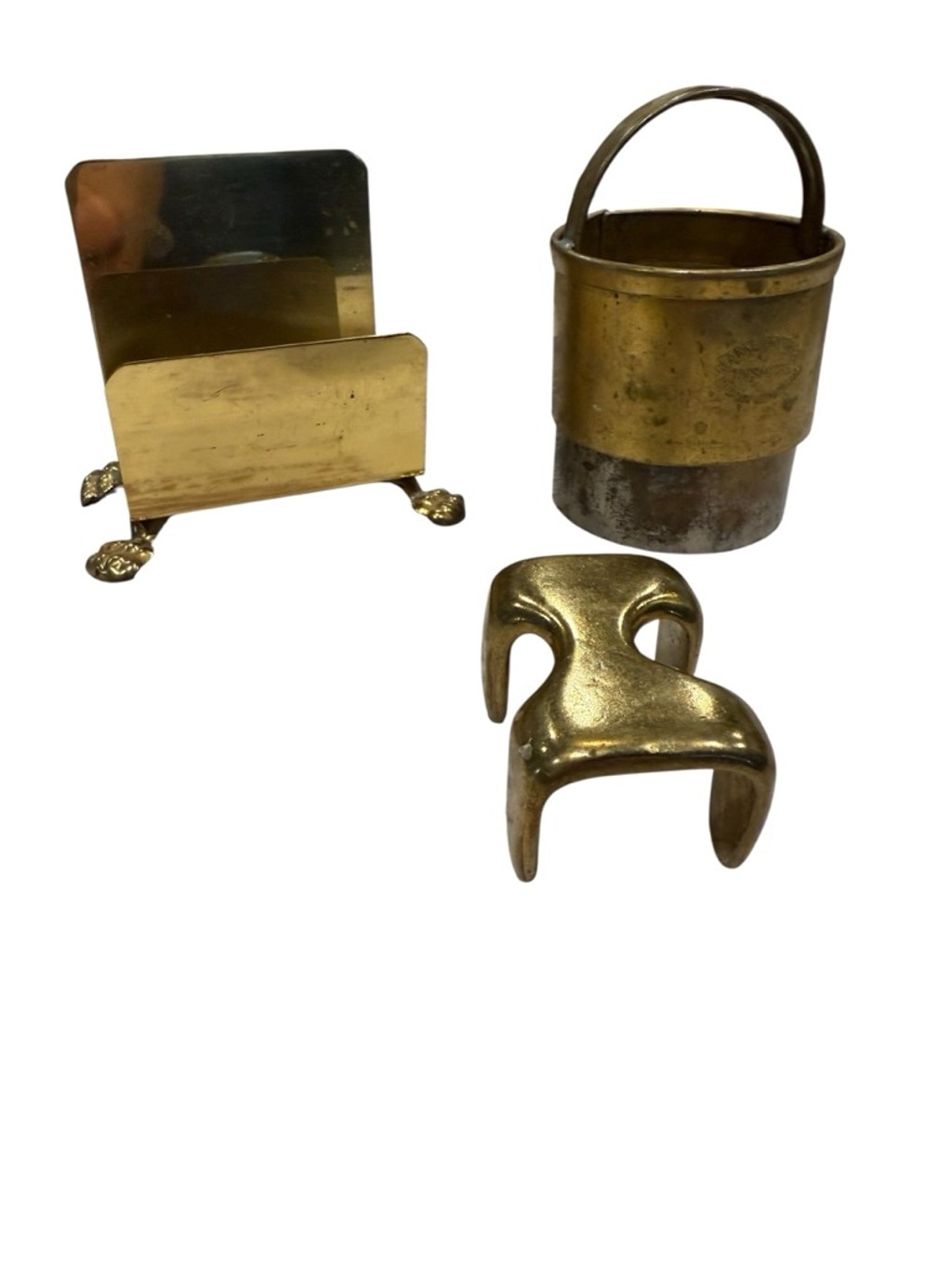 Lot of 3 Vintage Brass Collectibles – Clarke Brothers Tinsmiths Cup, Virginia Me
