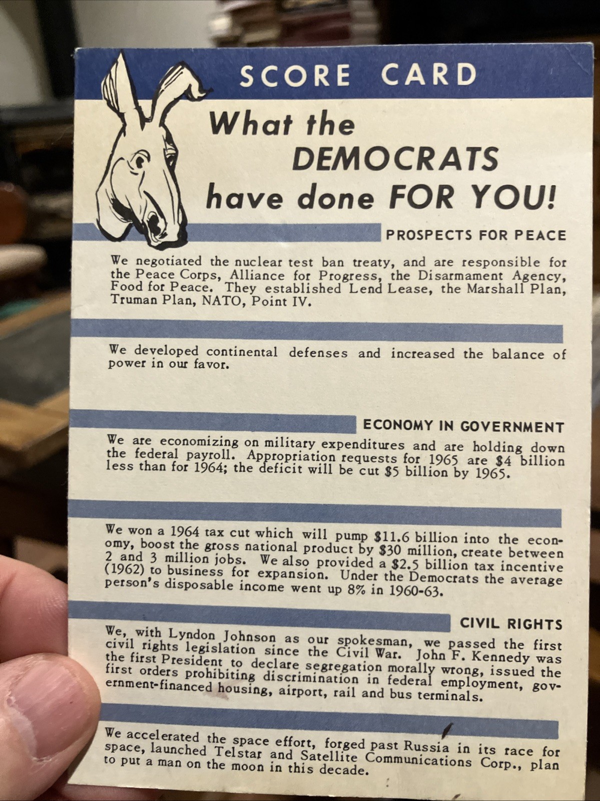 1964 Democratic Party Scorecard 1964 Democratic Party Scorecard
