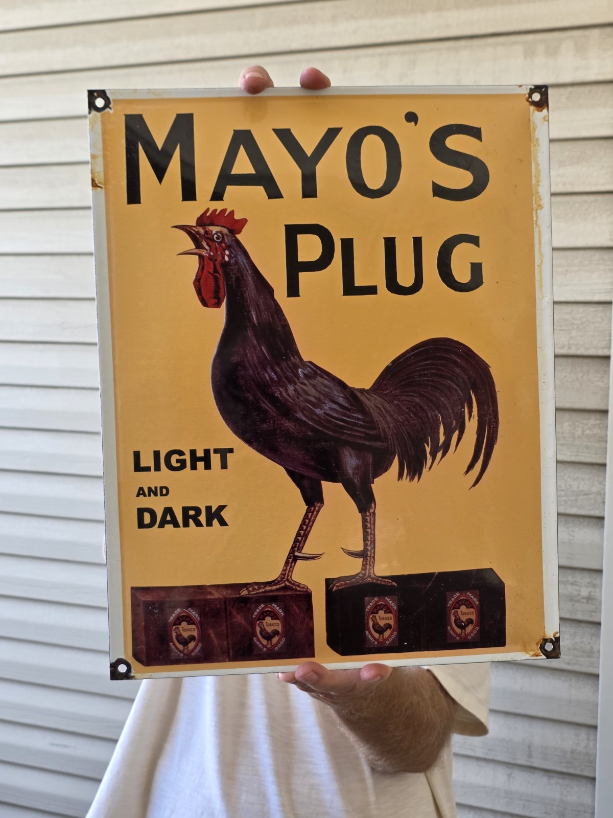 VINTAGE MAYO'S PLUG TOBACCO PORCELAIN SIGN 16 VINTAGE MAYO'S PLUG TOBACCO PORCELAIN SIGN 16