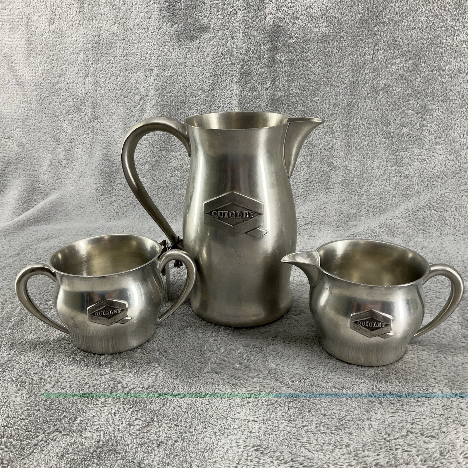 Vintage Woodbury Pewter Tea Coffee Pitcher Sugar Bowl Creamer Set
