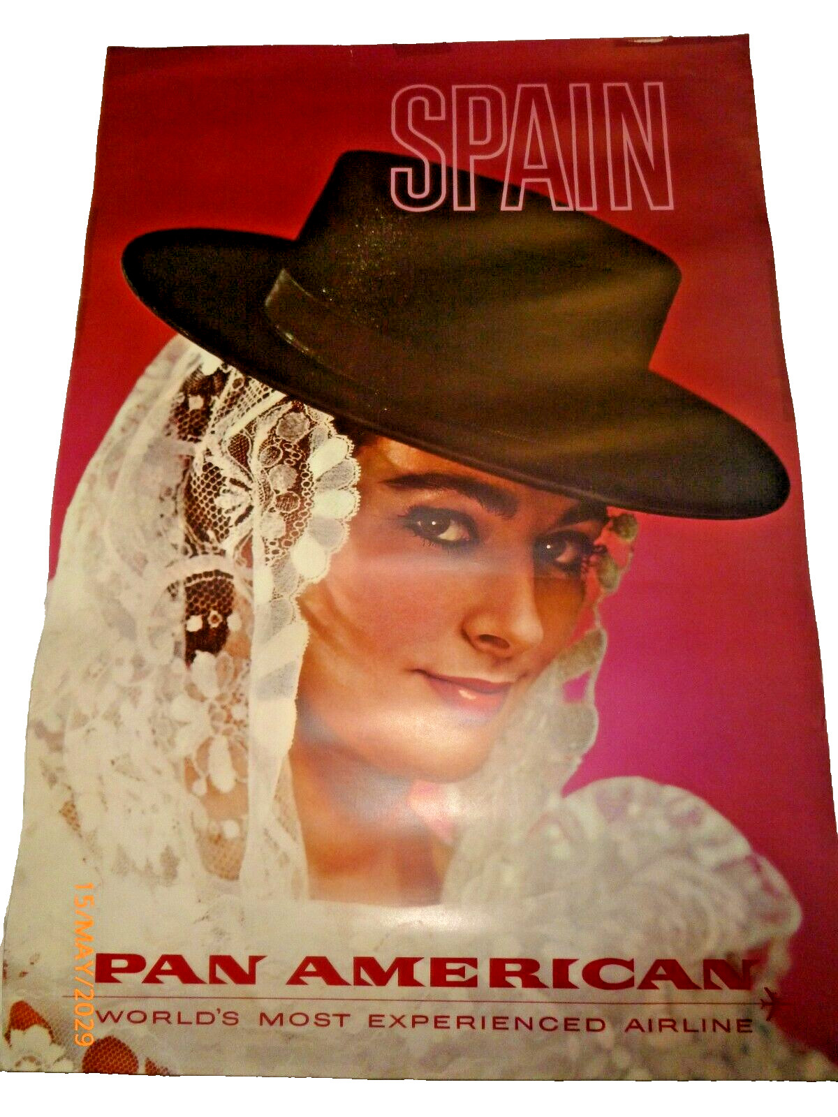 Vintage Pan Am Spain Travel Poster Pan American Airlines Clipper Wall Art 28x42