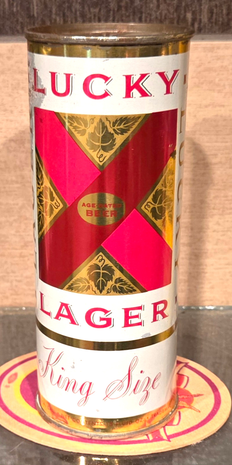 1959 KING SIZE 15 OUNCE LUCKY LAGER  FLAT TOP BEER CAN SAN FRANCISCO CA EMPTY