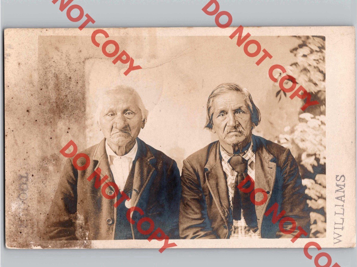 c1908 Two POTAWATOMI Men Native American Indians COVERT Michigan MI RPPC Photo