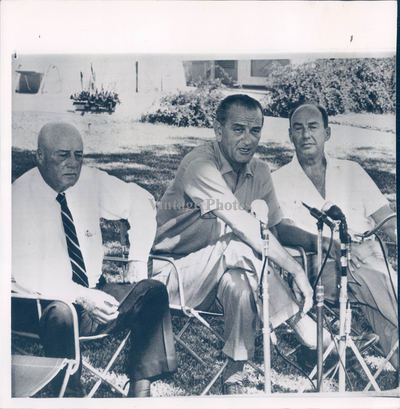 1955 Stonewall Texas Lyndon Johnson Rayburn Stevenson Wirephoto Press 8x8