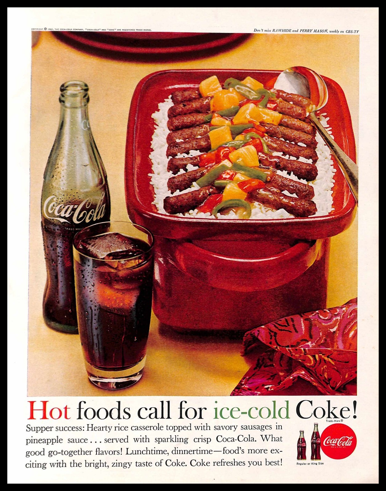 1962 Coca Cola Vintage PRINT AD Coke Beverages Ice Cold Drink Food 1962 Coca Cola Vintage PRINT AD Coke Beverages Ice Cold Drink Food