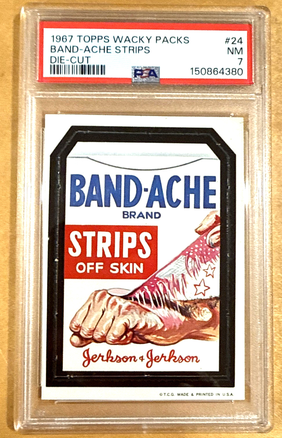 1967 TOPPS WACKY PACKAGES 1967 DIE CUT #24 BAND-ACHE  STRIPS PSA 7 TOUGH 