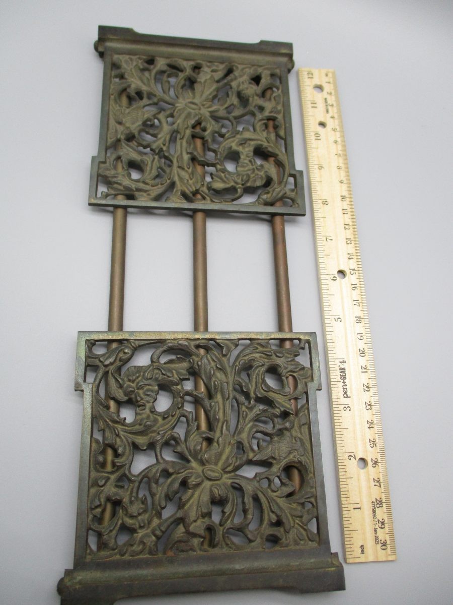 Art Nouveau Expanding Brass Finish Book Ends Scroll Book Stand DEVIL FACE BIRD Art Nouveau Expanding Brass Finish Book Ends Scroll Book Stand DEVIL FACE BIRD