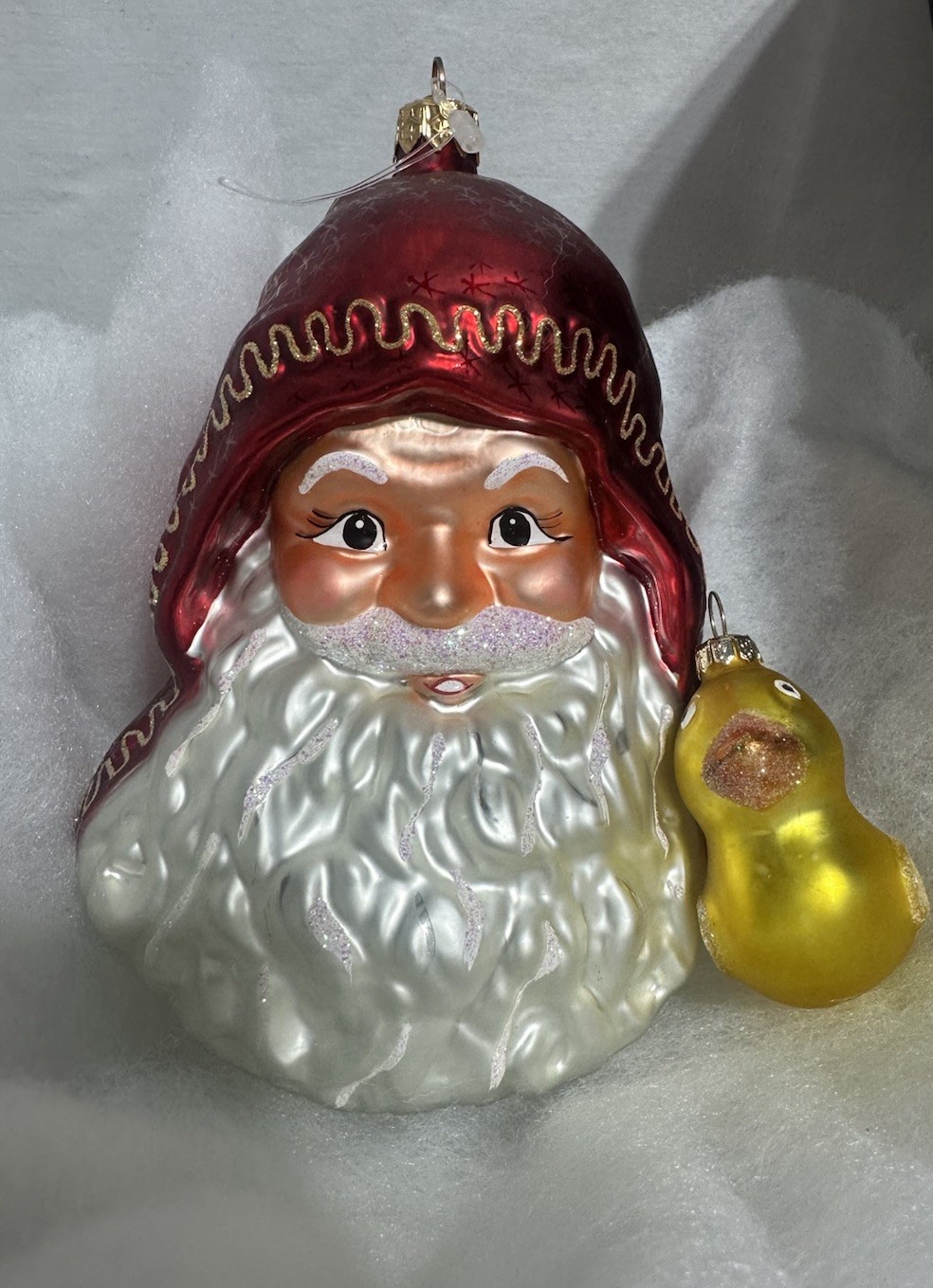 Large Radko JOLLY ELF Ornament Santa Red Hooded Face star 6” & Duck Bonus Lot
