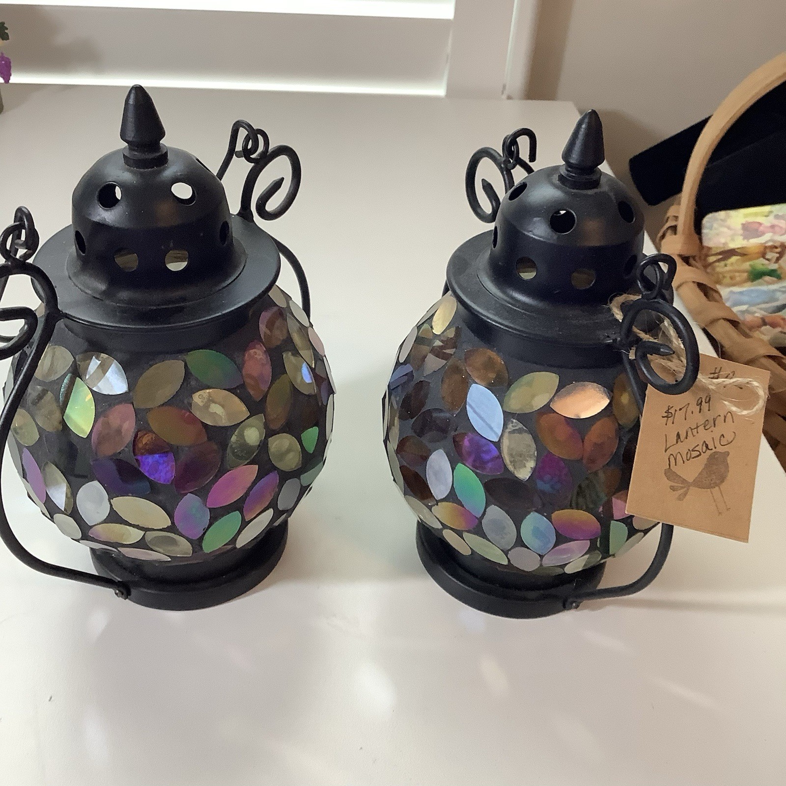 Vintage PartyLite Global Fusion Mosaic Glass Lanterns #P9238 NOS Never Used