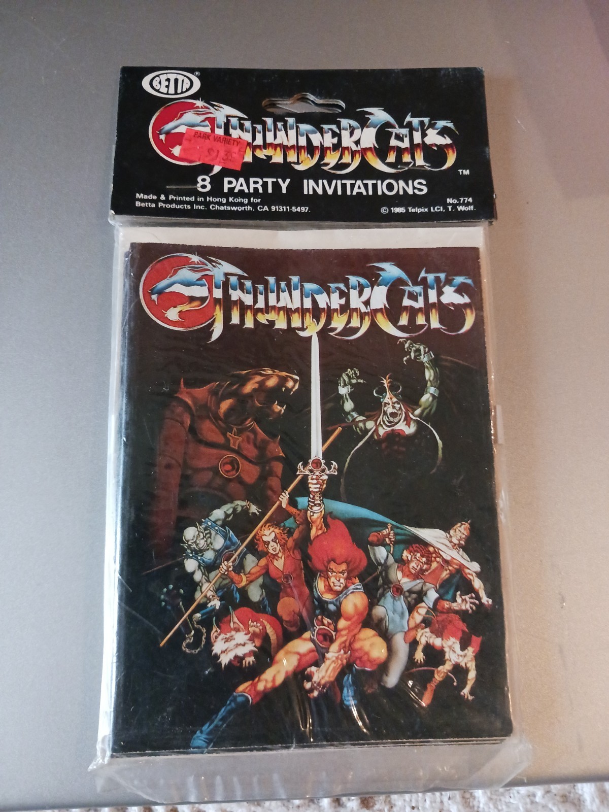 Vintage 1985 Thundercats  8 Party Invitations Cards New Old Stock -Sealed