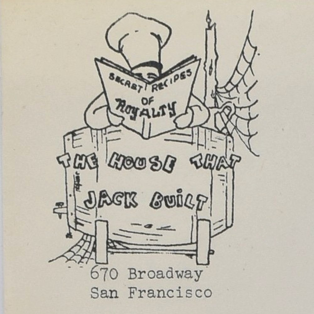 1950s The House That Jack Built Menu 670 Broadway San Francisco California