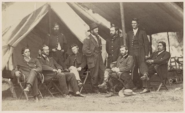 Photo:Grant and staff at City Point, summer 1864