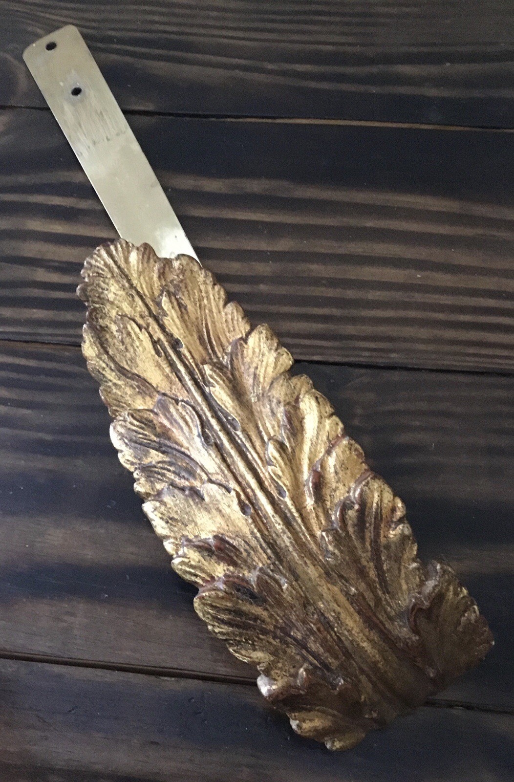 Vintage Gold- Toned Leaf or Feather Curtain Holdback ( Drapery Tie- Back) Vintage Gold- Toned Leaf or Feather Curtain Holdback ( Drapery Tie- Back)