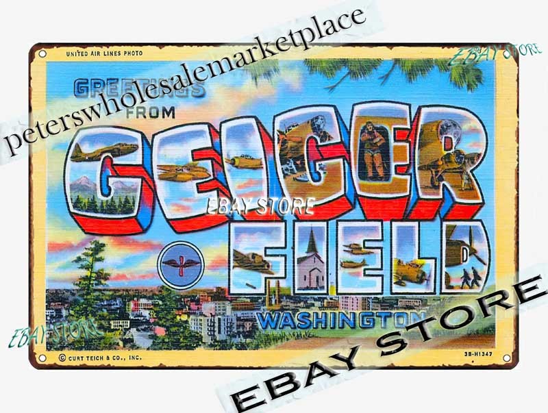 1930s Geiger Field Postcard 1 Tin Sign wall plaques