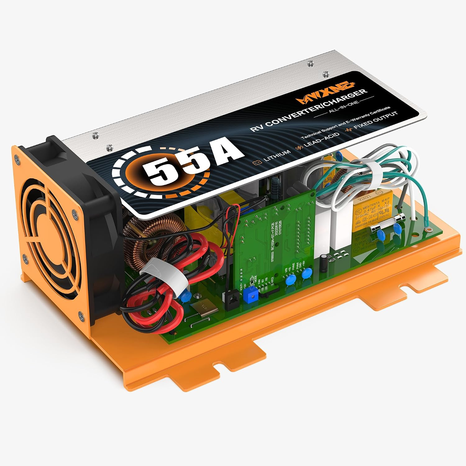 WF-8955-AD-MBA 55 Amp RV Power Converter,120V AC to 12V DC Battery Charger with WF-8955-AD-MBA 55 Amp RV Power Converter,120V AC to 12V DC Battery Charger with