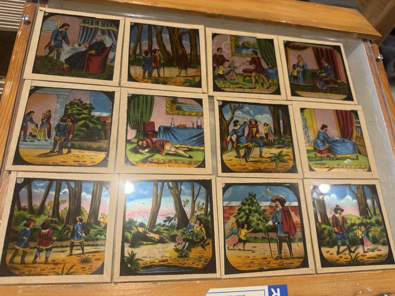 Antique Set 12 Victorian Magic Lantern Glass Slides – 