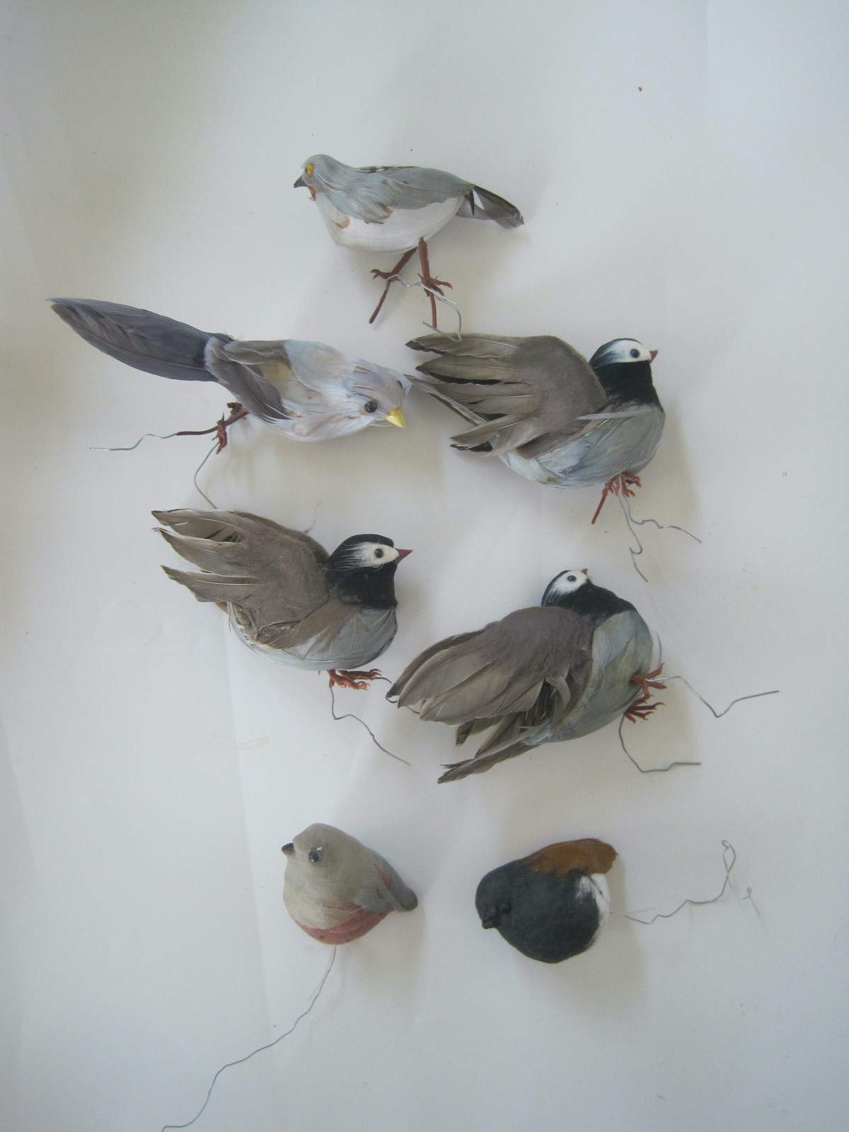 BIRD Christmas Ornament Vintage Wire Gray White Various Sizes Lot 7