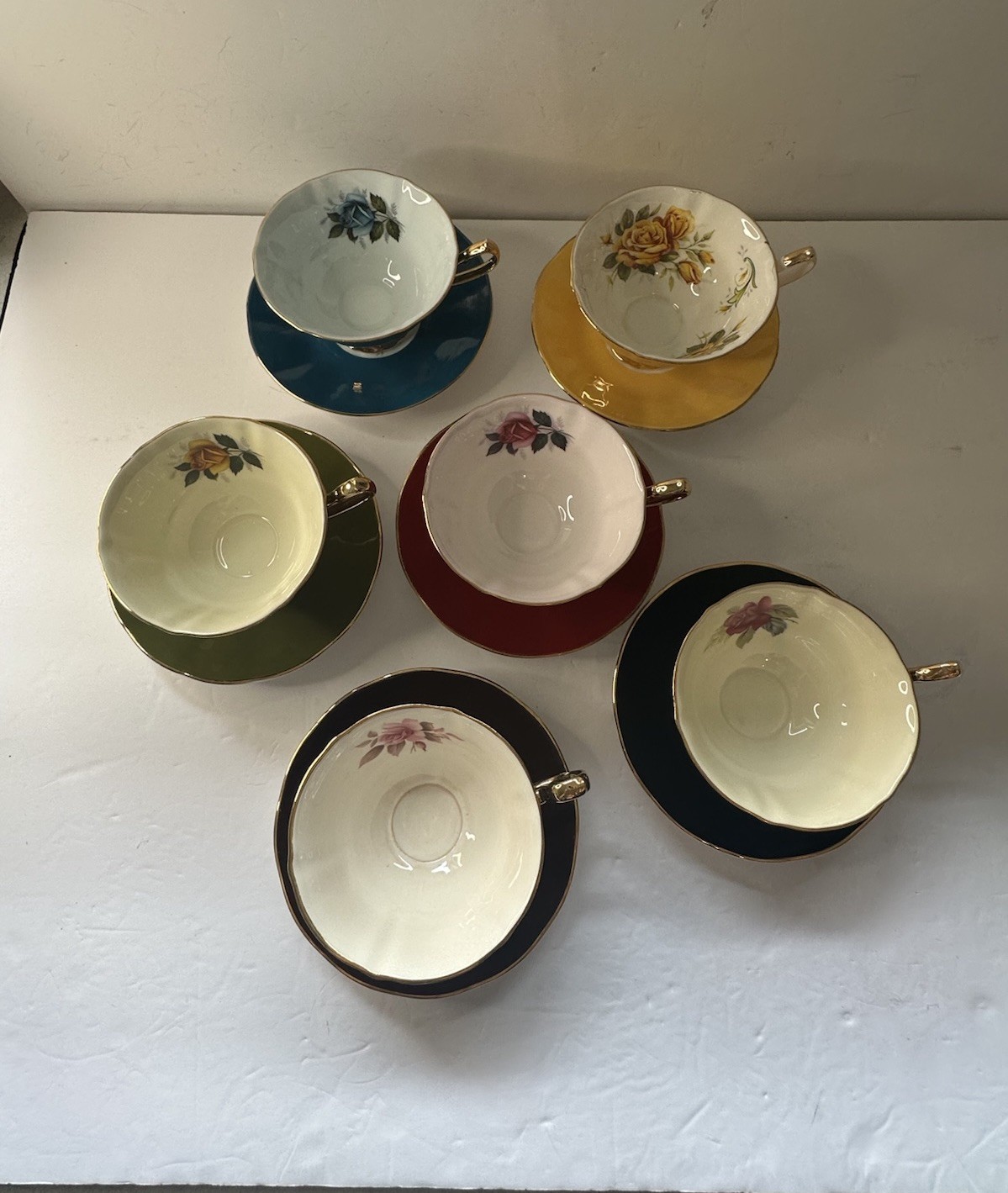 RARE VTG Majestic Elizabethan Teacup & Saucer Set Made In England 6 Sets
