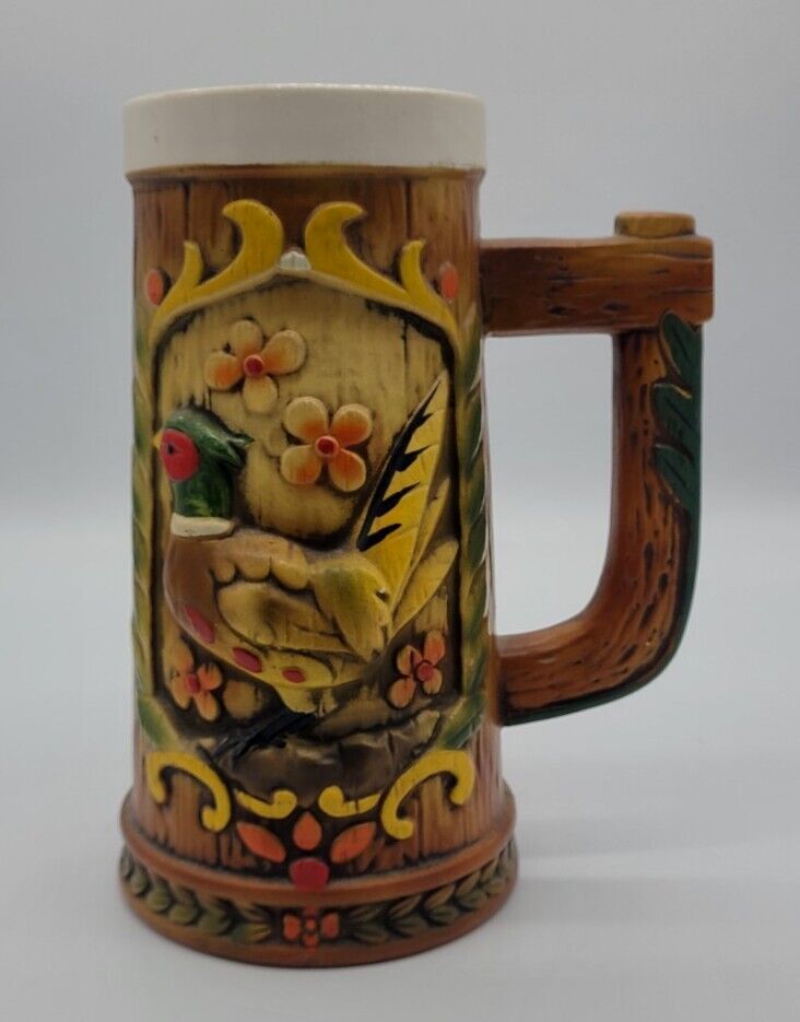 Norco 8107 Large Hand Painted Embossed Ceramic Pheasant Mug Thanksgiving Harvest