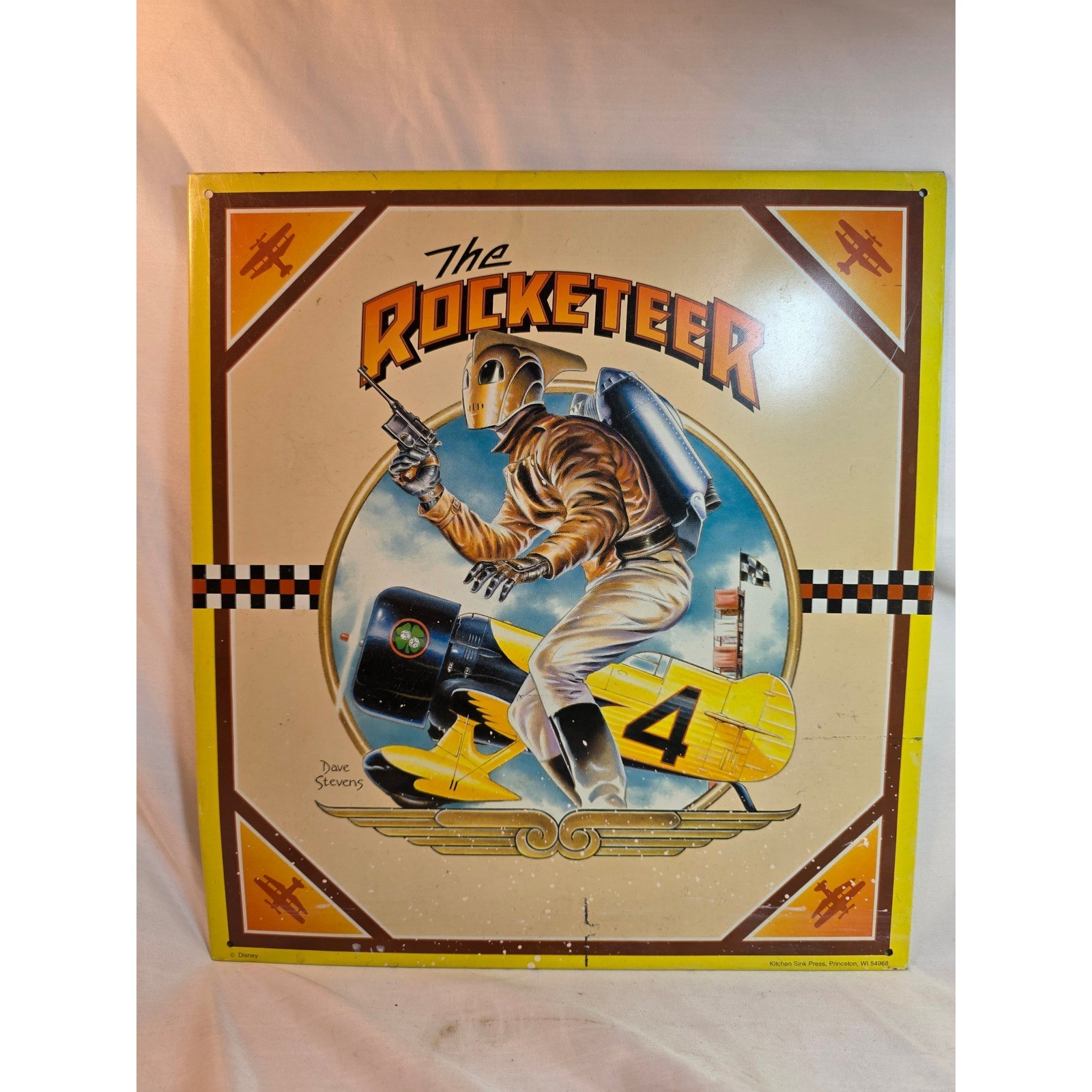 Vintage The Rocketeer Metal Tin Dave Stevens Kitchen Sink Press Disney 11.5\ Vintage The Rocketeer Metal Tin Dave Stevens Kitchen Sink Press Disney 11.5\