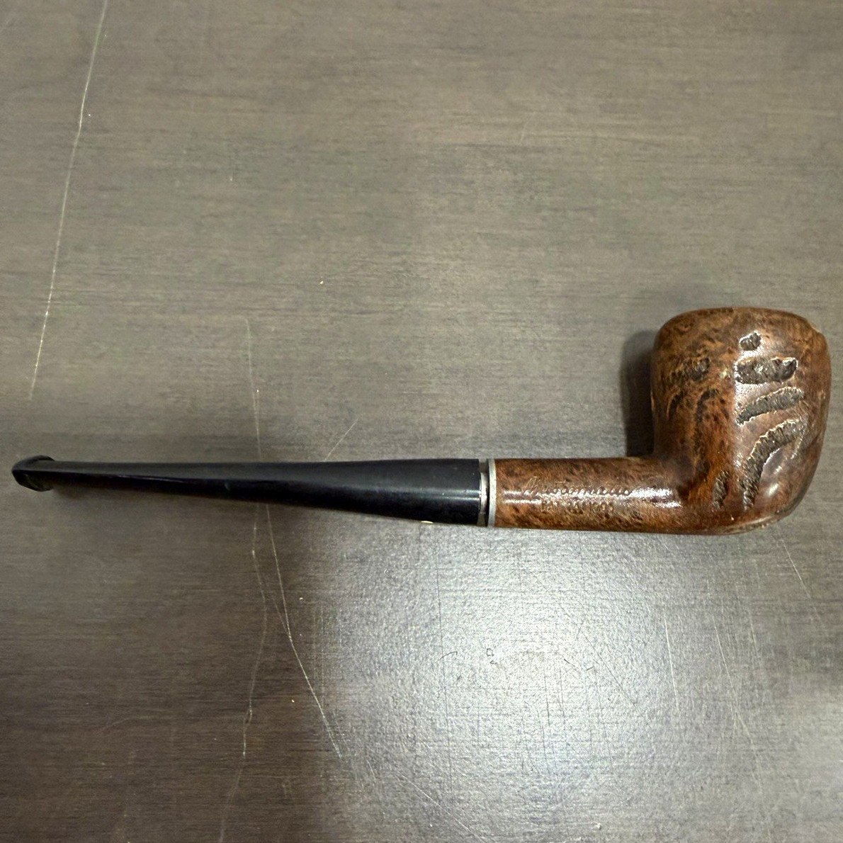 Vintage unbranded Imported Briar Tobacco Straight Billiard Smoking Pipe Brown