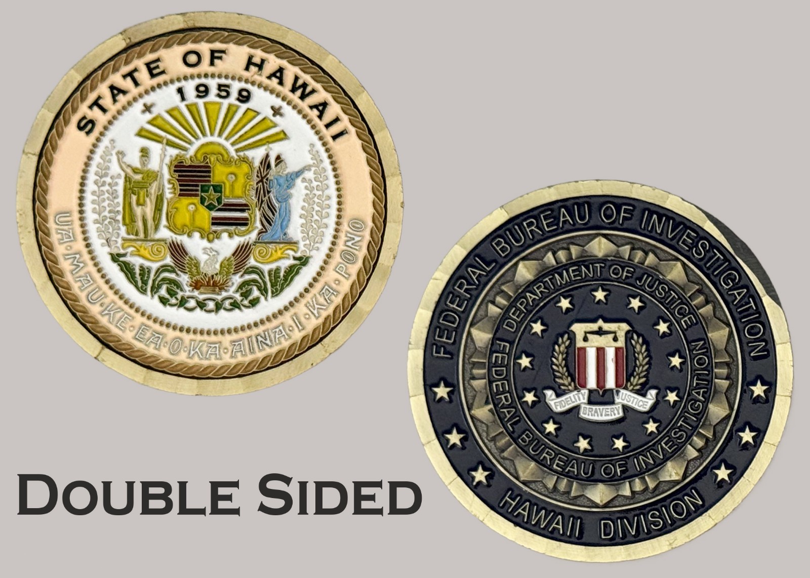 FBI Hawaii Division State Of Hawaii Seal Double Sided Challenge Coin  J#51