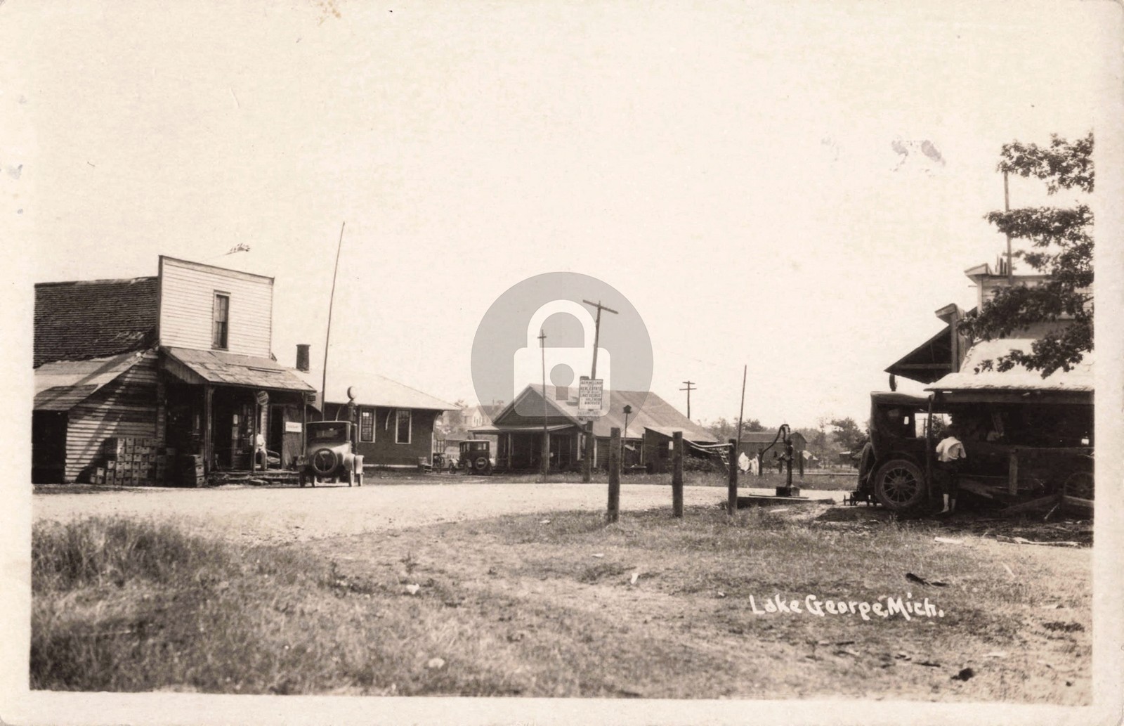 Street View, Lake George MI Michigan 1927 RPPC Photo Postcard COPY