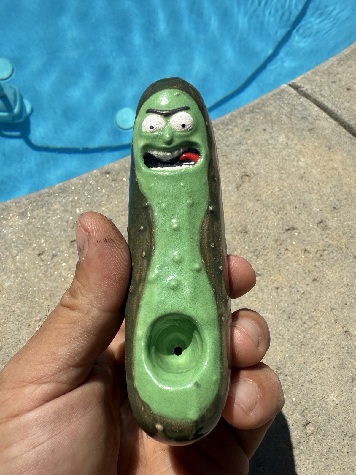 Pickle Rick Handmade Ceramic Pipe
