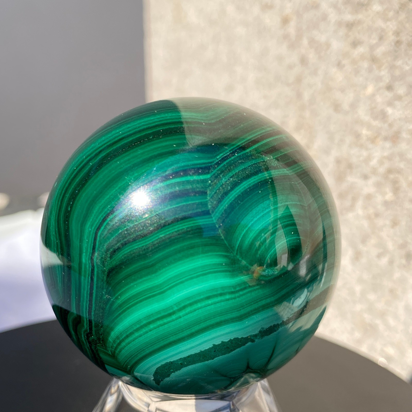 250g Natural Malachite sphere quartz crystal Gemstone specimen healing ball
